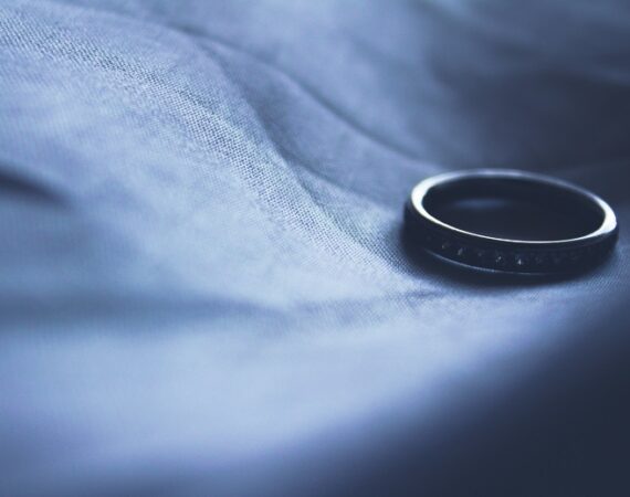 Wedding ring on sheet